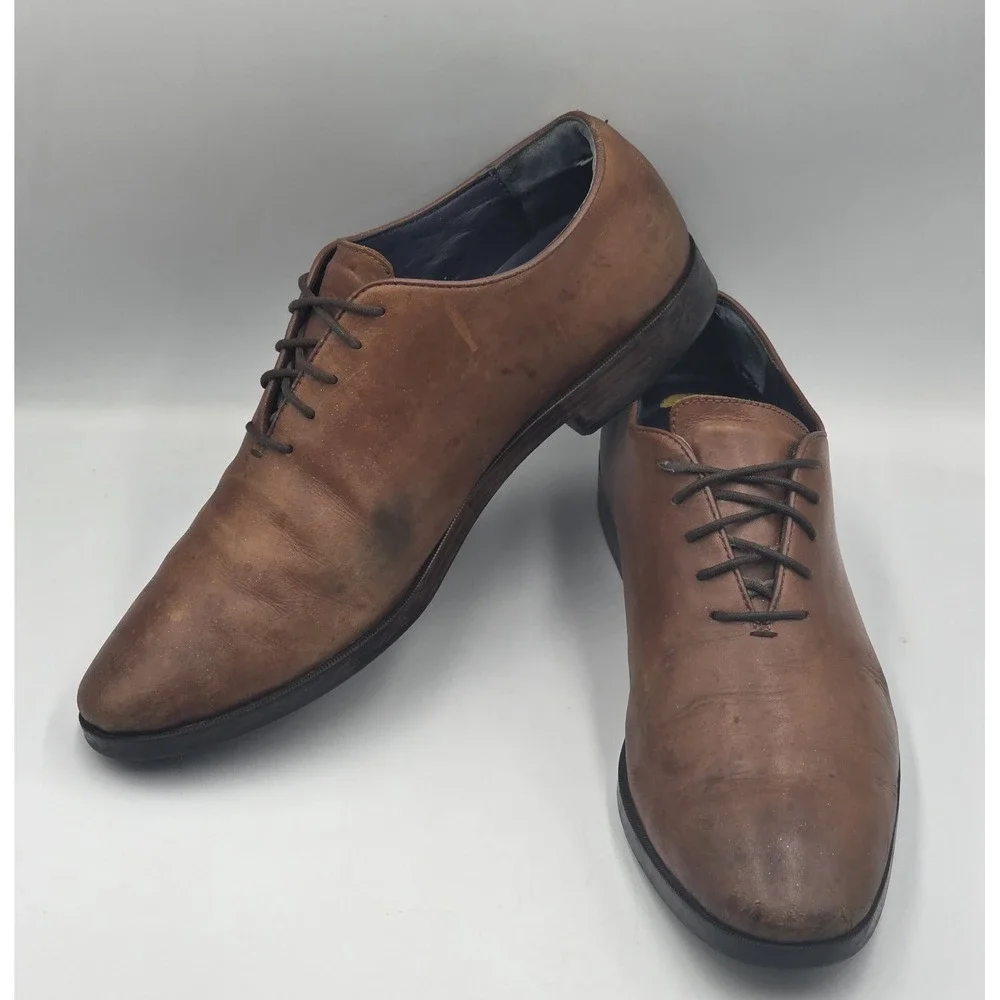 Cole Haan Jefferson Grand Brown Leather Plain Toe Oxford Shoes Mens 10.5M